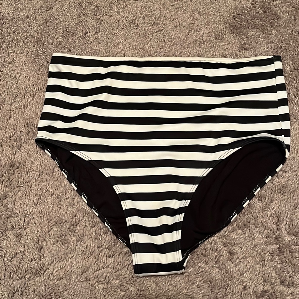 Albion Fit black and white stripe high rise swim bottoms